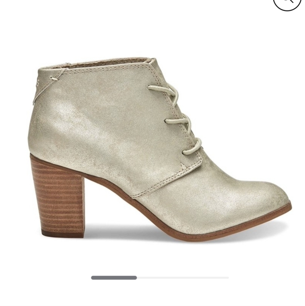 TOM'S Lunata Gold Lace Up Boots with Heel 7.5